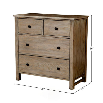 Classic Pine 4-Drawer Accent Chest in Natural Gray with Brass Knobs – view 6