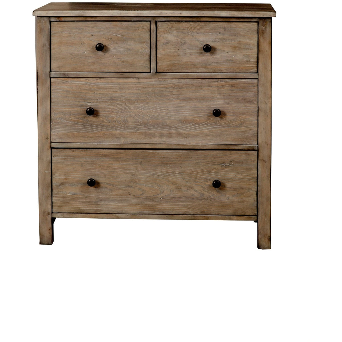 Classic Pine 4-Drawer Accent Chest in Natural Gray with Brass Knobs – view 2
