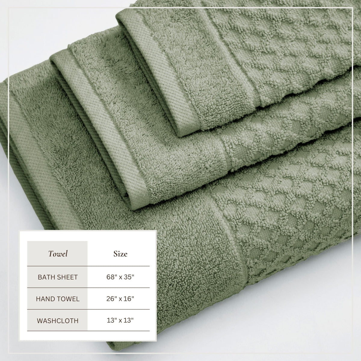 Cotton Diamond Waffle Weave Bath Towel Set – Grayson Collection – view 74