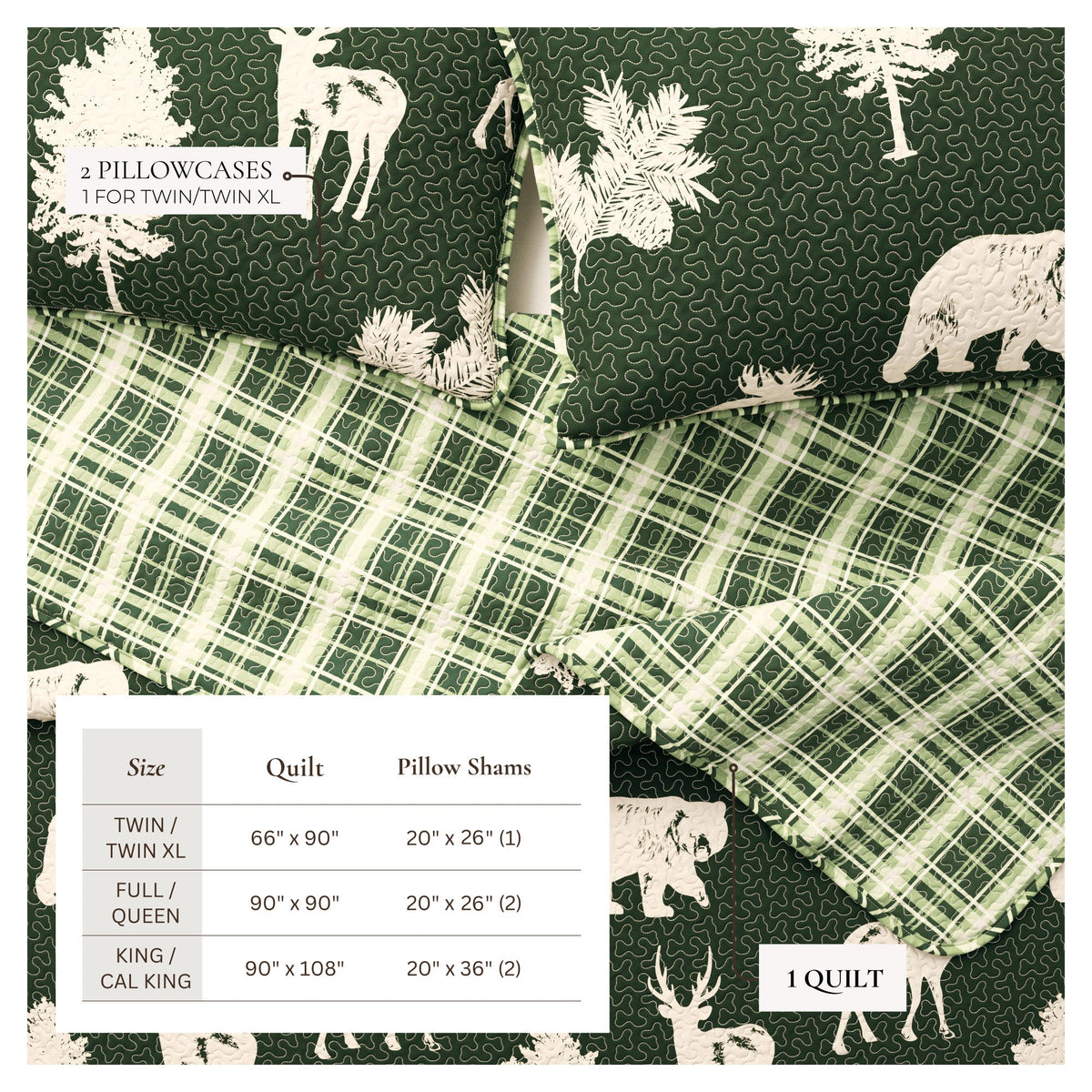 Forest Green Plaid Rustic Lodge Quilt Set – Rio Ridge Collection – view 5
