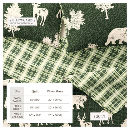 Forest Green Plaid Rustic Lodge Quilt Set – Rio Ridge Collection – view 5