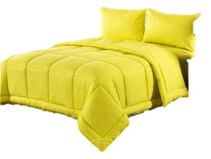 Sunny Yellow Cotton Baffle Box Stitched Comforter Set with Fitted Sheet – view 2