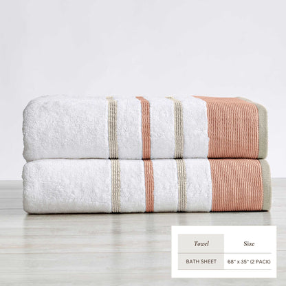 Decorative Cotton Stripe Bath Towel Set – Noelle Collection – view 90