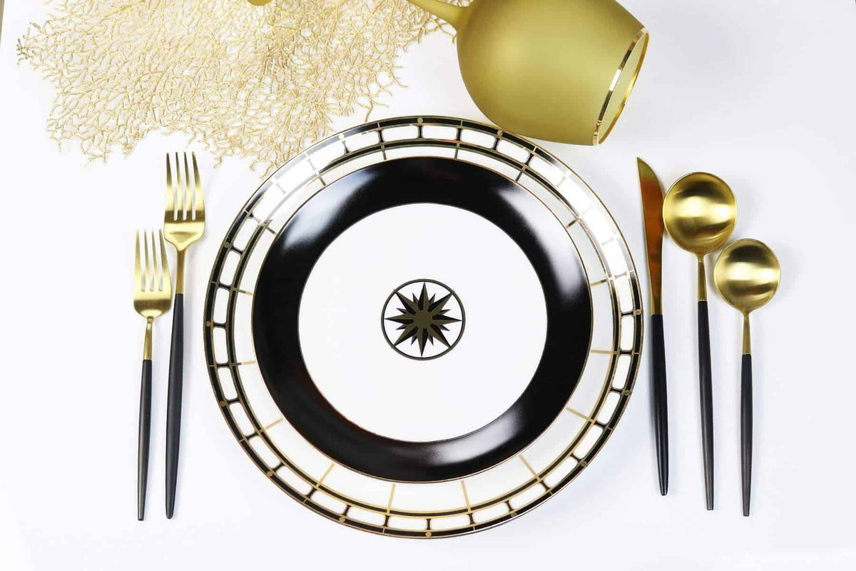 Gold Izmir Patterned Dinner Plates with 14k Gold Design, Set of 4 – view 2