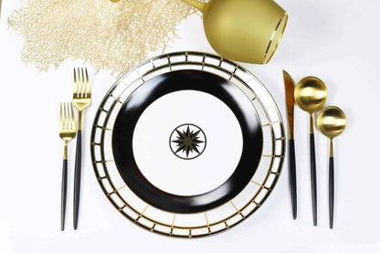 Gold Izmir Patterned Dinner Plates with 14k Gold Design, Set of 4 – view 2