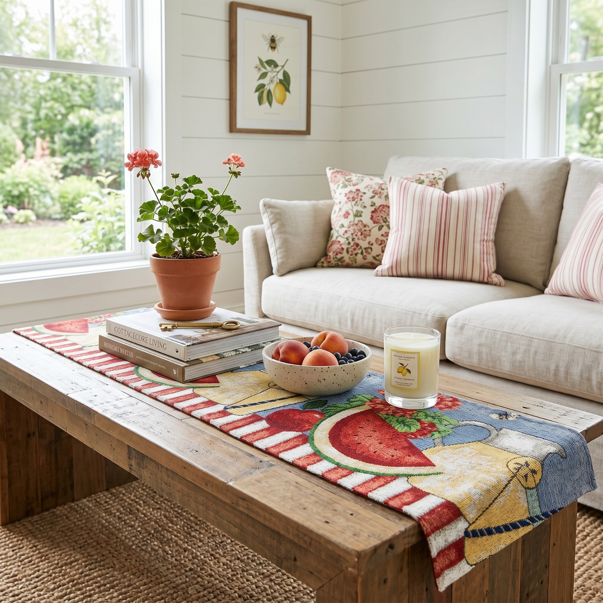 Fruity Drinks Watermelon Lemonade Woven Tapestry Table Runner – view 4