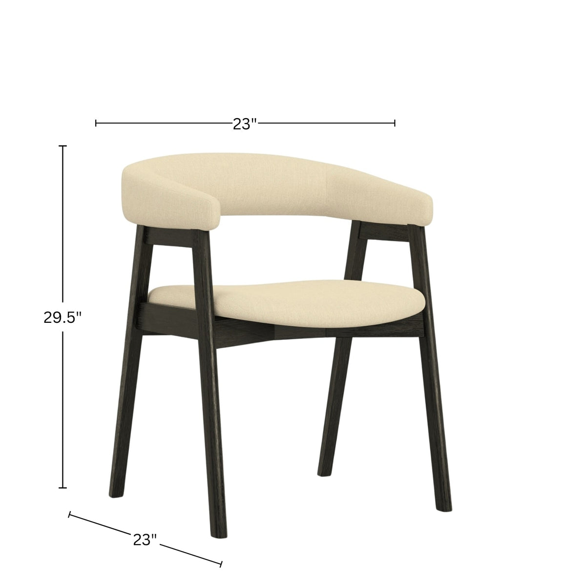 Cove Curved Back Upholstered Dining Chairs, Solid Rubberwood, Set of 2 – view 13