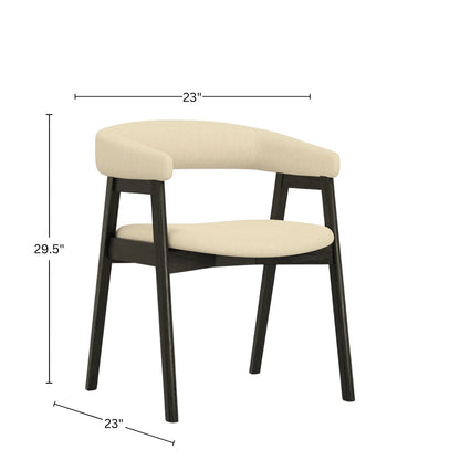 Cove Curved Back Upholstered Dining Chairs, Solid Rubberwood, Set of 2 – view 13