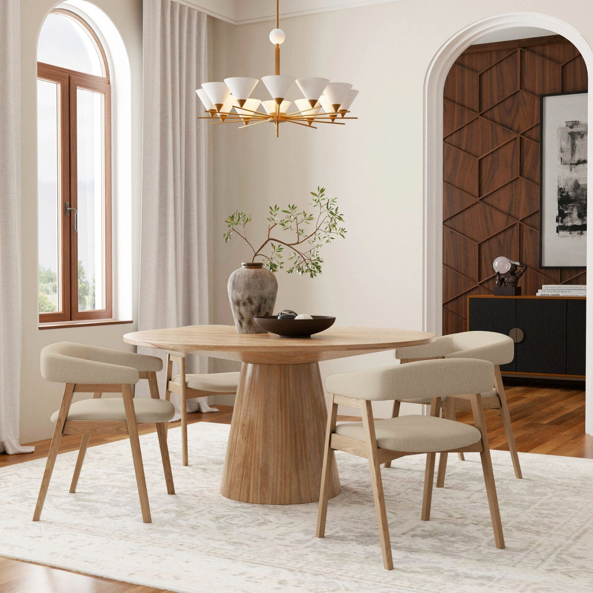 Cove Curved Back Upholstered Dining Chairs, Solid Rubberwood, Set of 2 – view 7