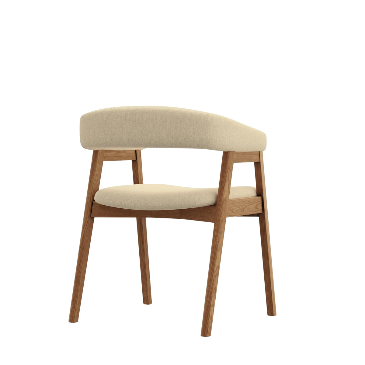 Cove Curved Back Upholstered Dining Chairs, Solid Rubberwood, Set of 2 – view 5