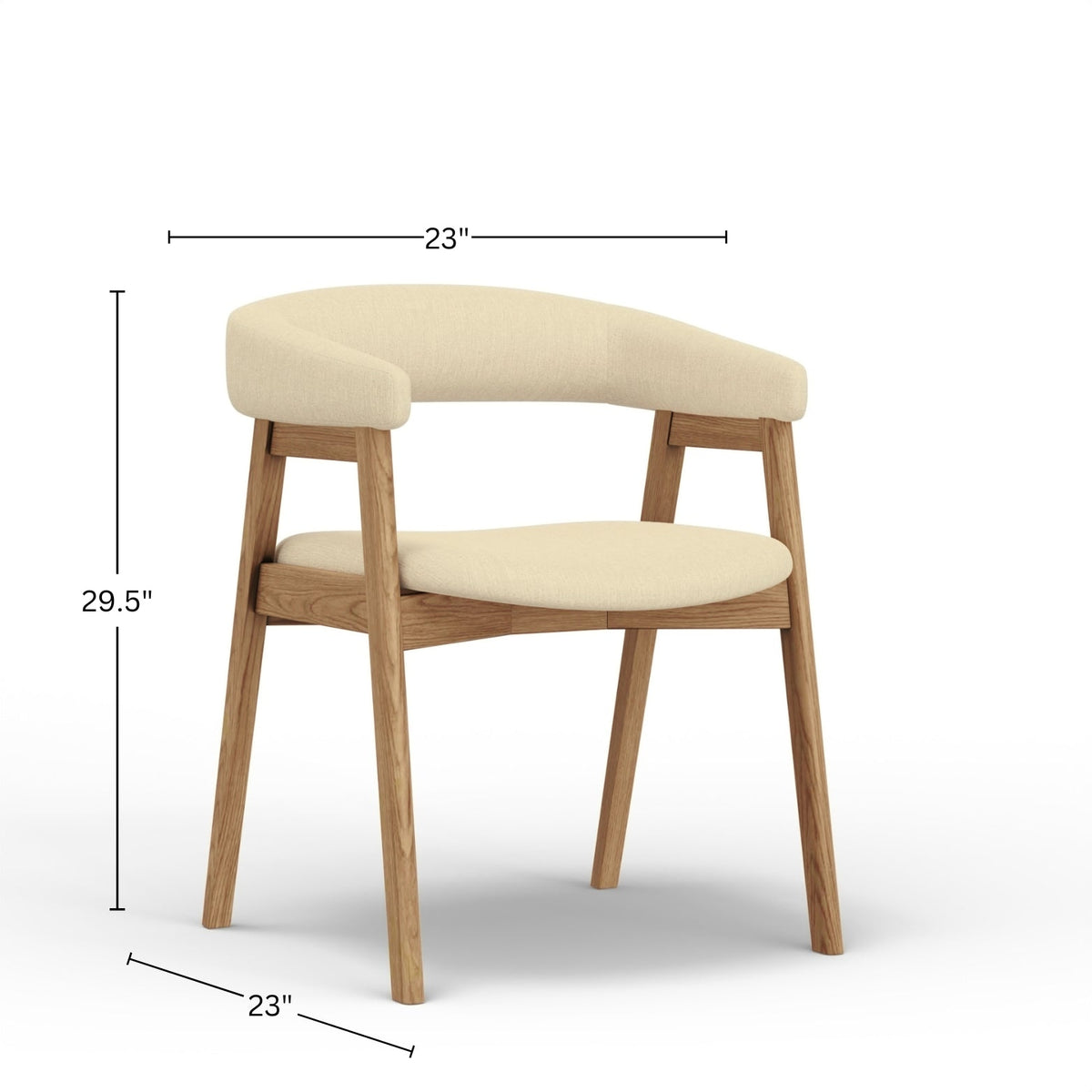 Cove Curved Back Upholstered Dining Chairs, Solid Rubberwood, Set of 2 – view 6