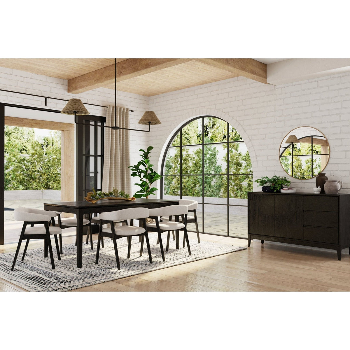 Mindy Wood Rectangular Dining Table, Vintage Black Finish