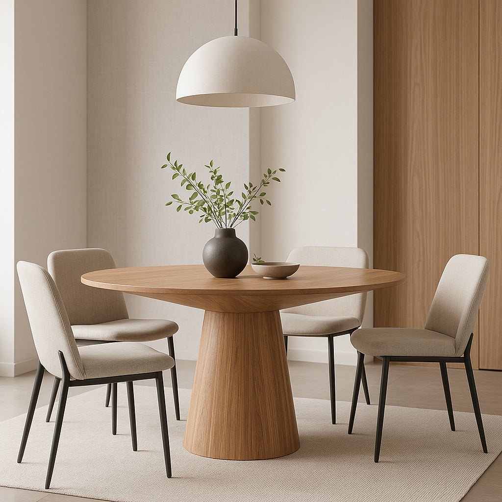 Cove Mid-Century Round Pedestal Dining Table, Malaysian Hardwood – view 2
