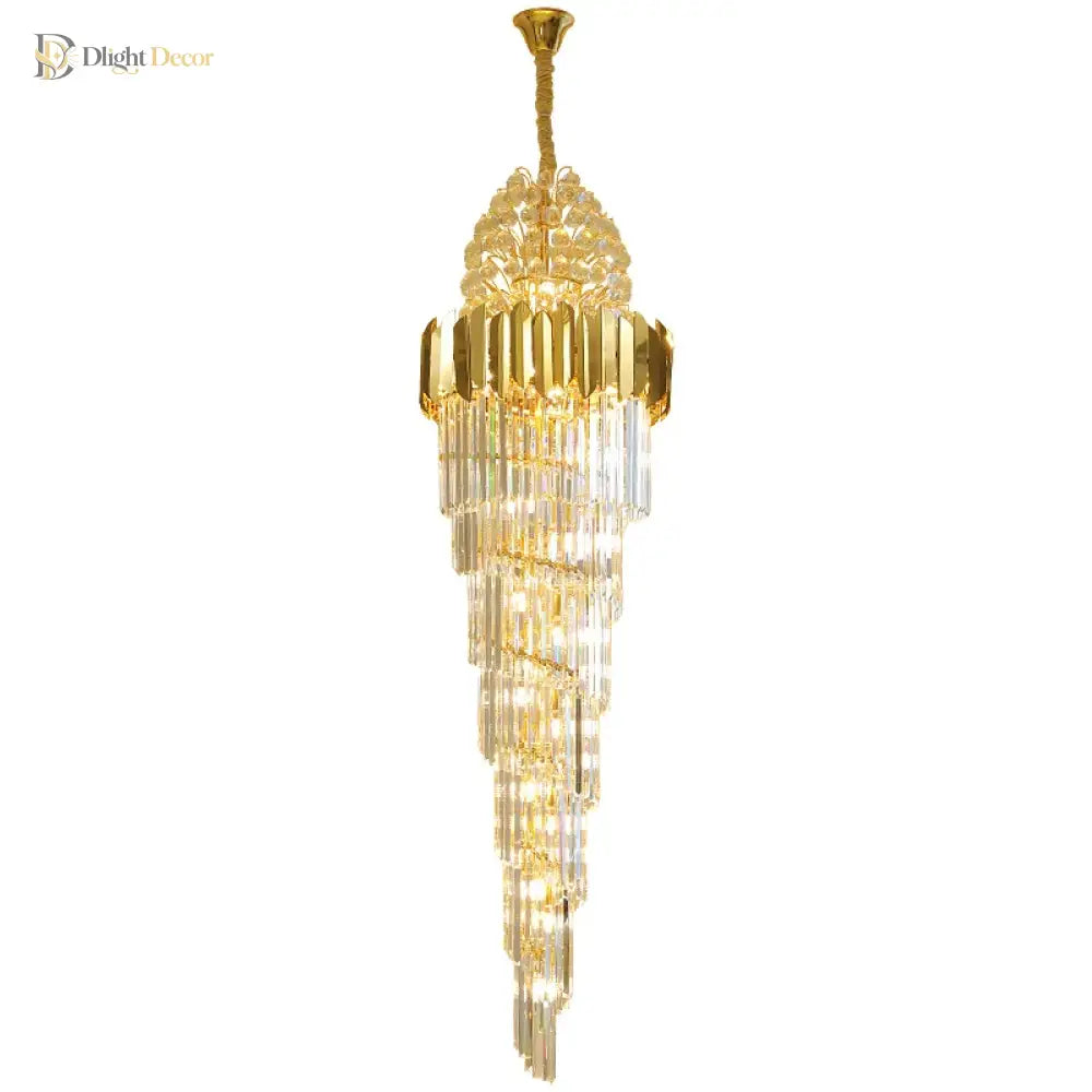 Long Crystal Staircase Chandelier for Living Room and Loft – view 5