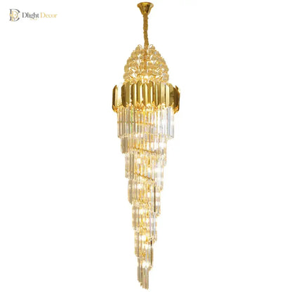 Long Crystal Staircase Chandelier for Living Room and Loft – view 5