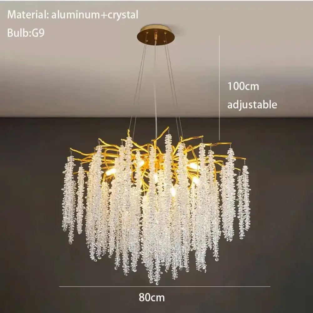 Crystal Cherry Blossom Wall Sconce – Gold Modern Bedroom and Hallway Light – view 8