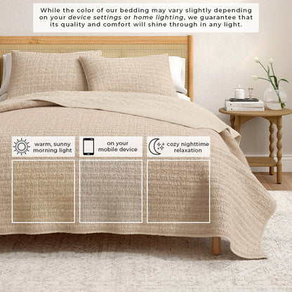 Garment-Washed Cotton Waffle Weave Quilt Set – Genevieve Collection – view 18
