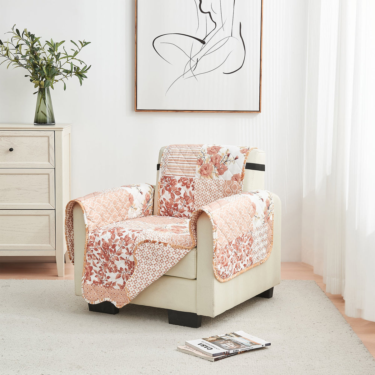 Reversible Patchwork Furniture Protector – Langdon Collection Sofa Cover – view 73