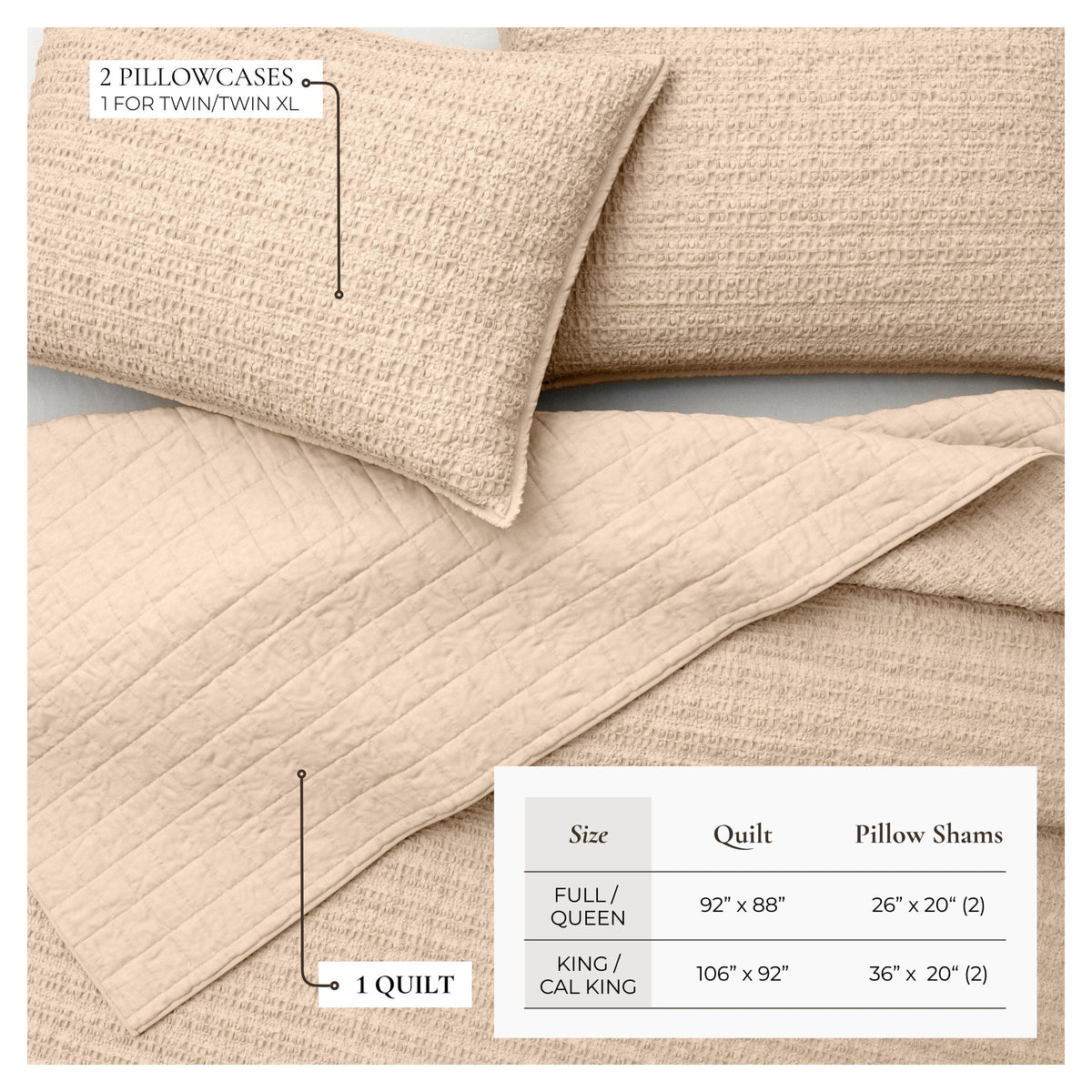 Garment-Washed Cotton Waffle Weave Quilt Set – Genevieve Collection – view 15