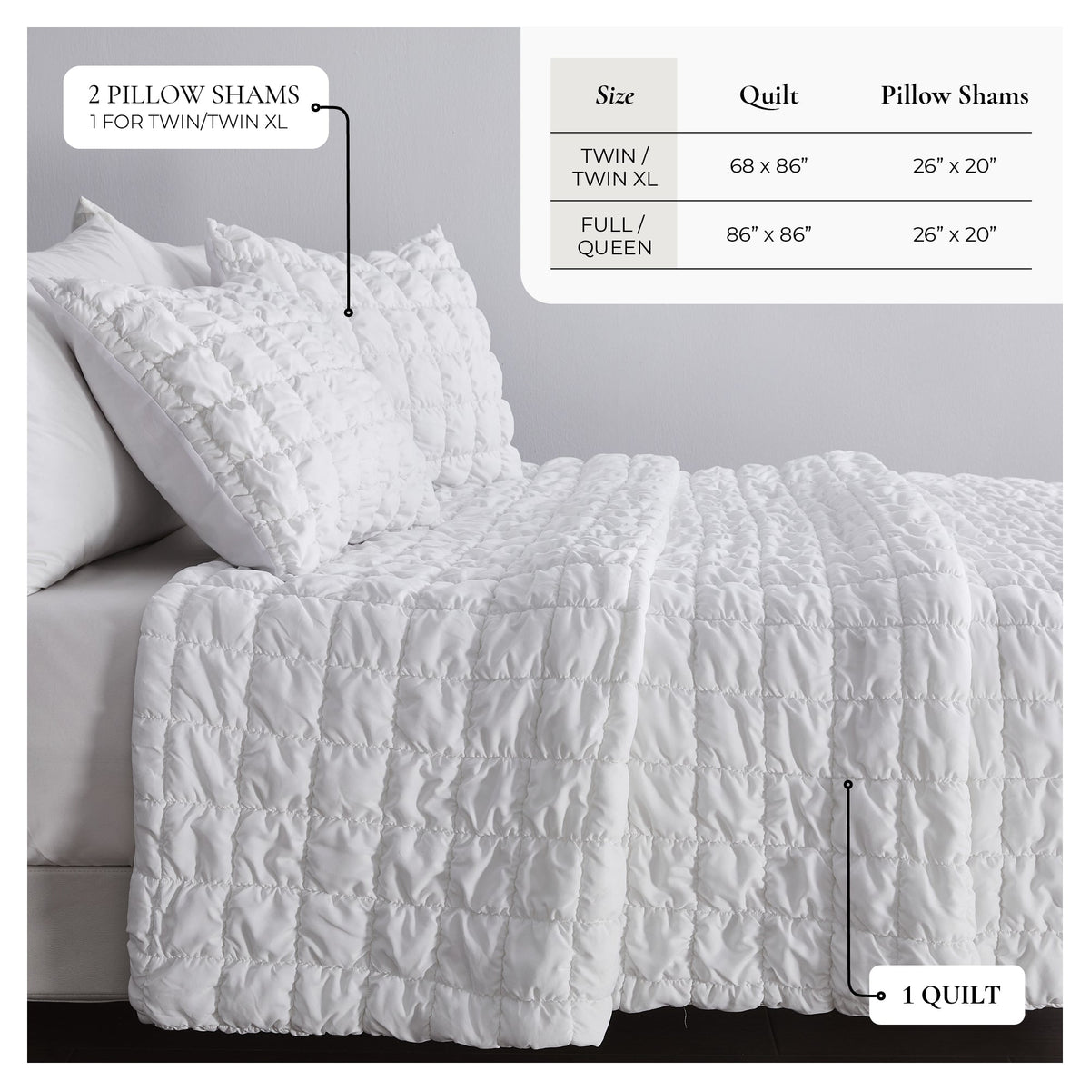 Puff Marshmallow Textured Quilt Set – Marshmallow Collection – view 4