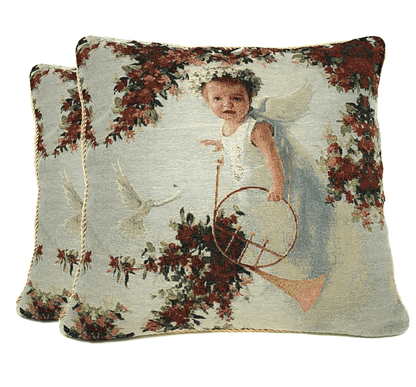 Cupid's Horn Antique Rose Woven Tapestry Throw Pillow Cover – view 8