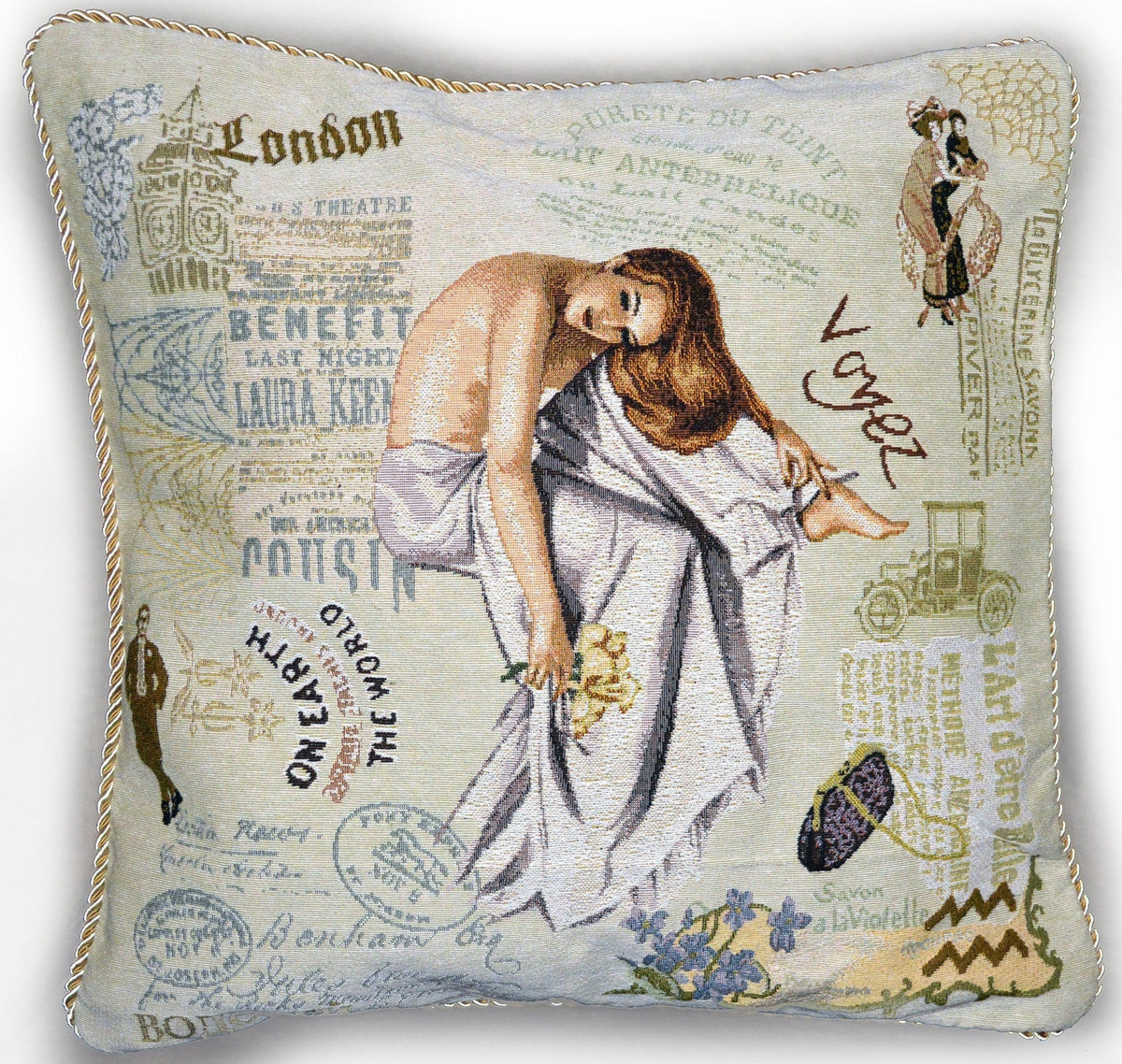 Parisian Model European Postcard Vintage Tapestry Pillow Cover – view 4