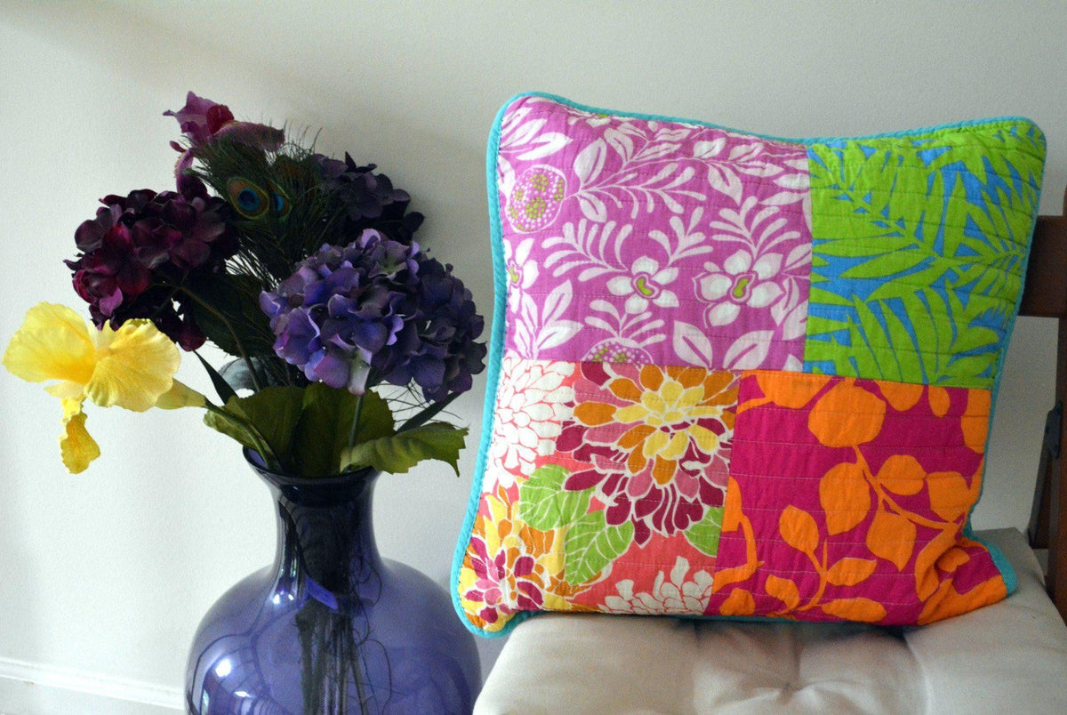 Flower Power Cotton Patchwork Cushion Covers, Set of 2, 18 x 18 – view 2