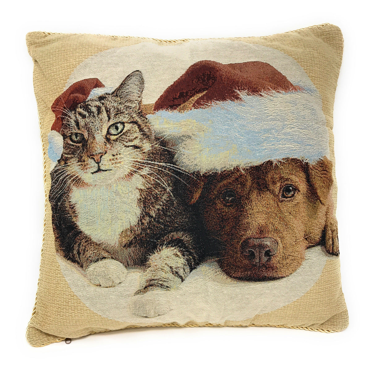Cotton-Polyester Tapestry Christmas Pet Pillow Cover