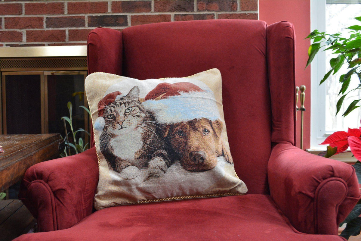 Christmas Dog and Cat Woven Tapestry Throw Pillow Cover, 18 x 18 – view 15