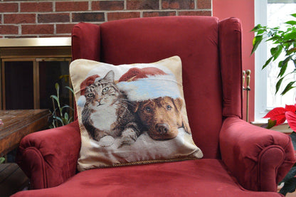 Christmas Dog and Cat Woven Tapestry Throw Pillow Cover, 18 x 18 – view 15