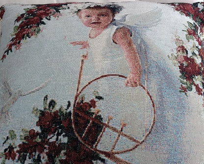 Cupid's Horn Antique Rose Woven Tapestry Throw Pillow Cover – view 5