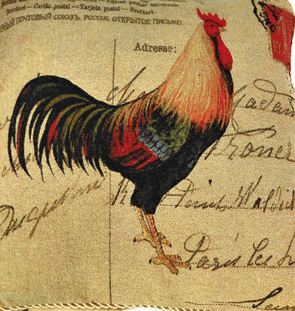 Rooster Postcard European Farmhouse Woven Tapestry Pillow Cover – view 4