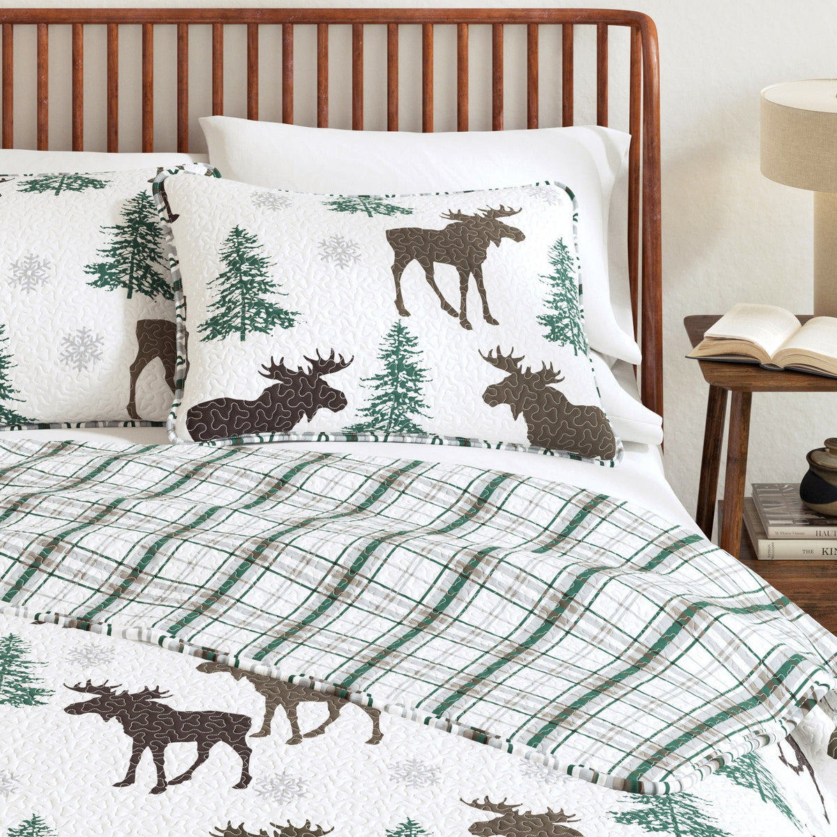 Moose and Trees Lodge Quilt Set with Shams – Wilderness Collection – view 12