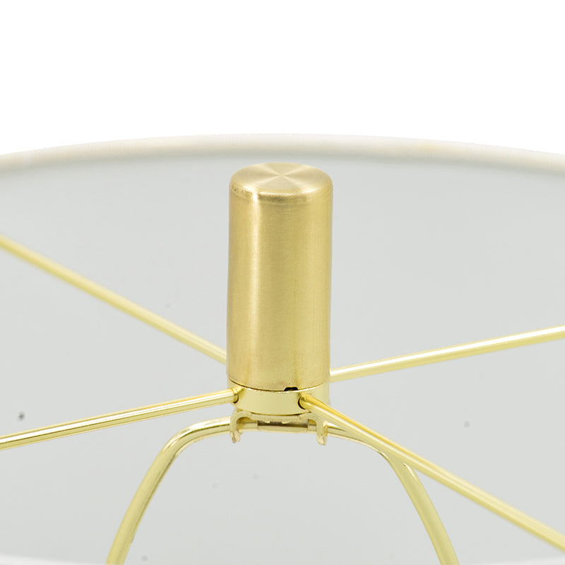 Marble Table Lamp with Brass Frame and White Fabric Drum Shade – view 5