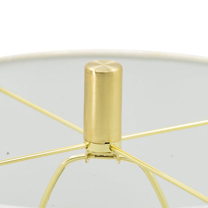 Marble Table Lamp with Brass Frame and White Fabric Drum Shade – view 5