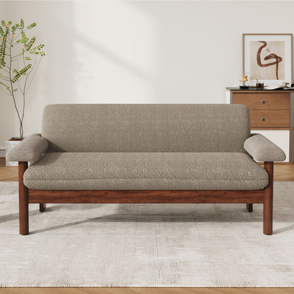 Fabric Loveseat Sofa with Armrest Pillows and Solid Rubberwood Frame – view 10