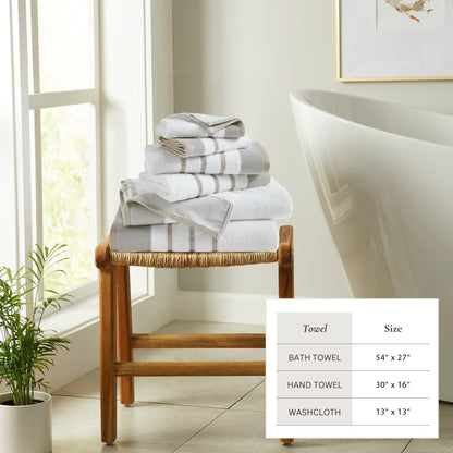 Decorative Cotton Stripe Bath Towel Set – Noelle Collection – view 21
