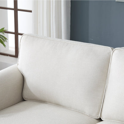 68 Inch Beige Faux Leather Rolled Arm Sofa with Nailhead Trim – view 10