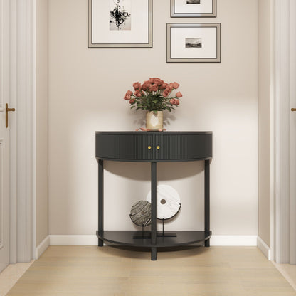 Demi Lune Half-Moon Console Table with 2 Storage Drawers – view 11