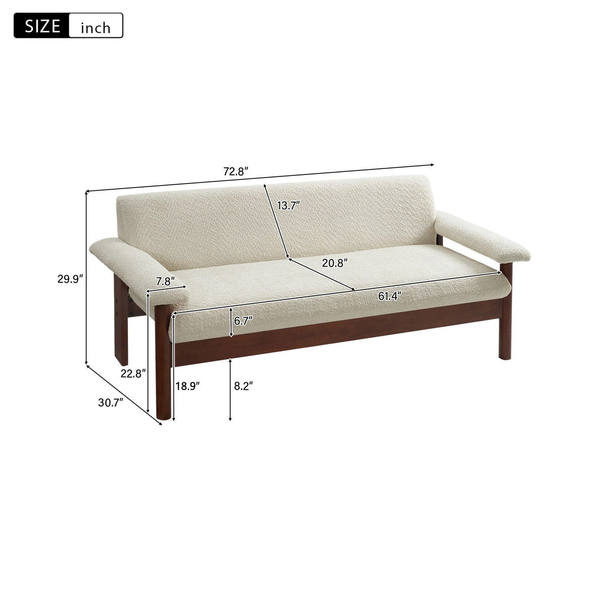 Fabric Loveseat Sofa with Armrest Pillows and Solid Rubberwood Frame – view 11