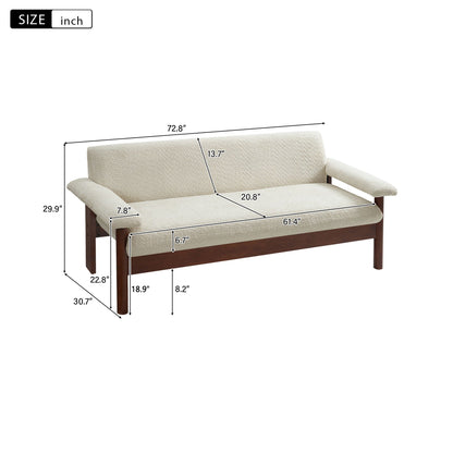 Fabric Loveseat Sofa with Armrest Pillows and Solid Rubberwood Frame – view 11
