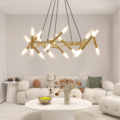 Modern Gold Branch Chandelier with Frosted Tubes, 40.9 Inch – view 2