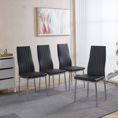 Minimalist Faux Leather Dining Chairs with Metal Frame, Set of 4 – view 6