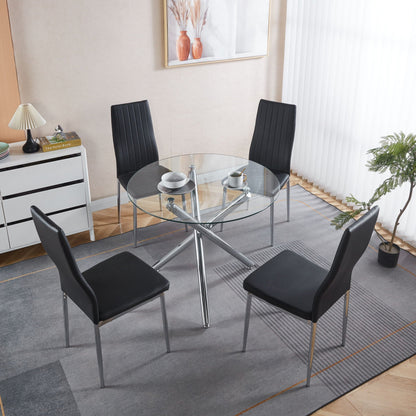 Minimalist Faux Leather Dining Chairs with Metal Frame, Set of 4 – view 7