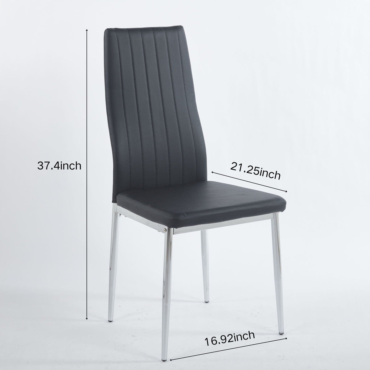 Minimalist Faux Leather Dining Chairs with Metal Frame, Set of 4 – view 8