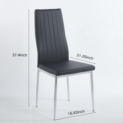 Minimalist Faux Leather Dining Chairs with Metal Frame, Set of 4 – view 8
