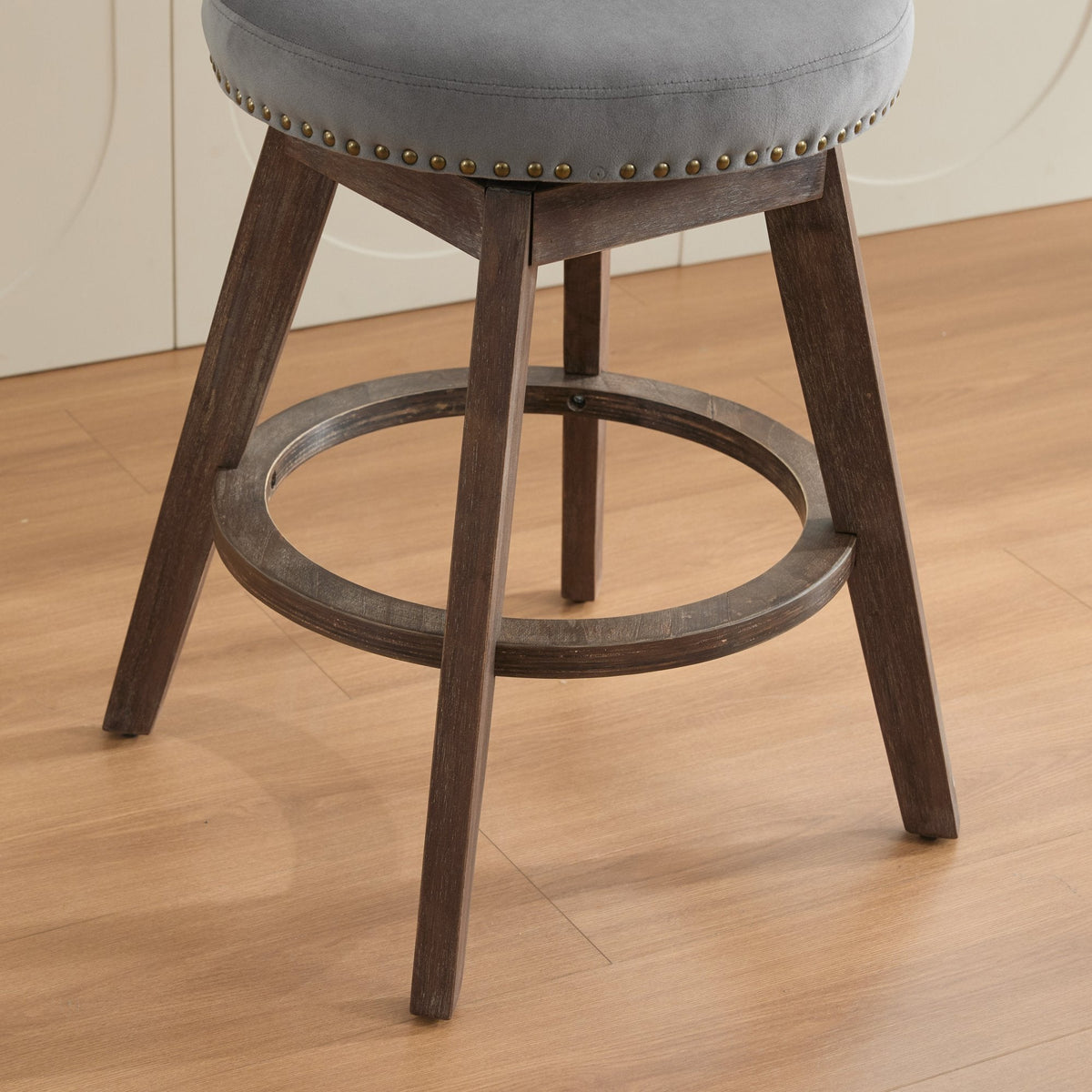 26" Gray Velvet Swivel Counter Height Bar Stools, Set of 2 – view 12