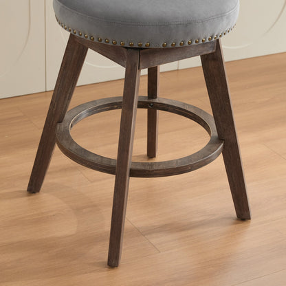 26" Gray Velvet Swivel Counter Height Bar Stools, Set of 2 – view 12