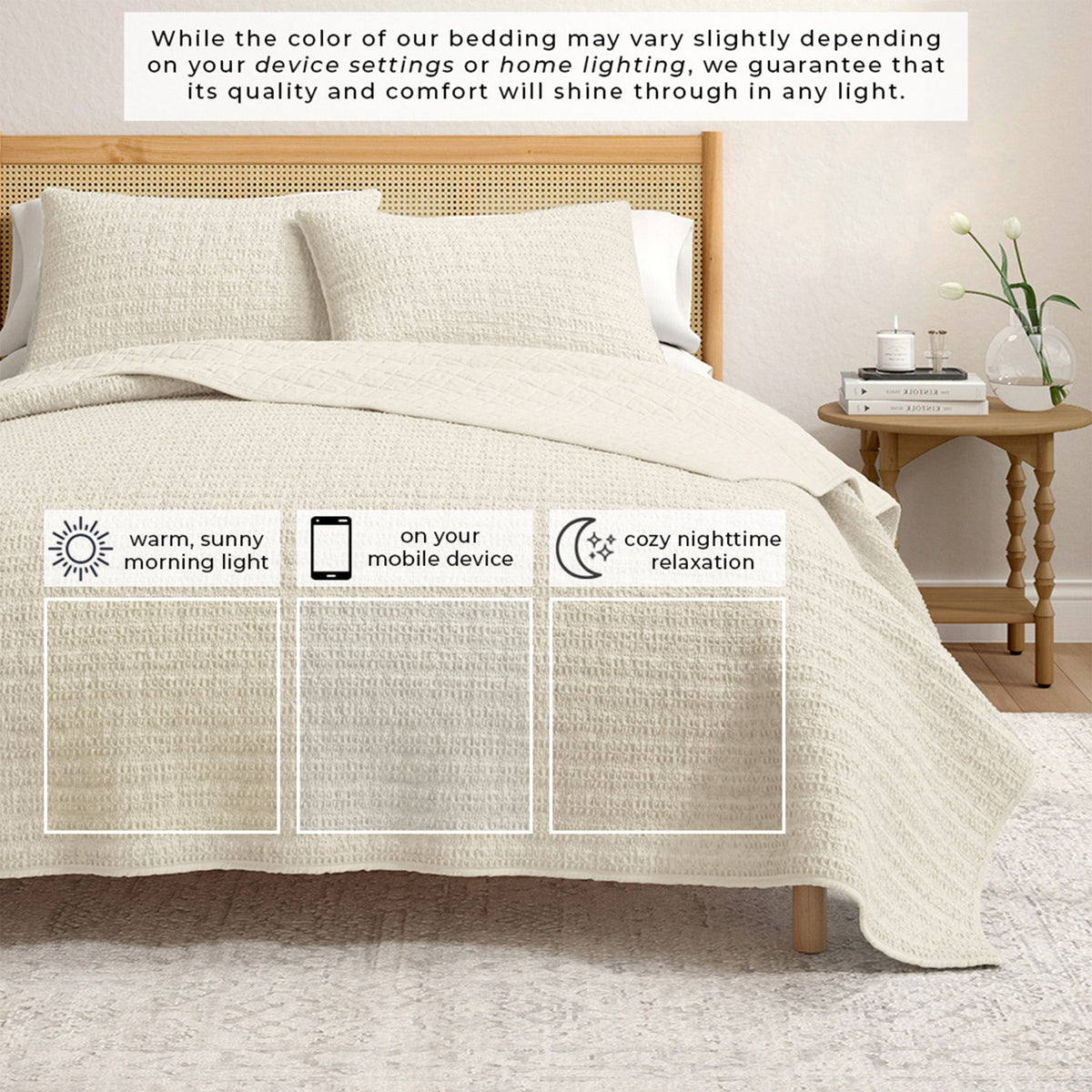 Garment-Washed Cotton Waffle Weave Quilt Set – Genevieve Collection – view 12