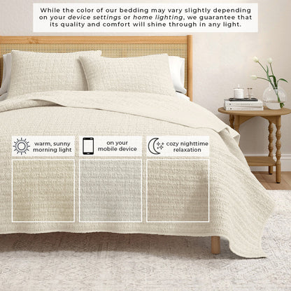 Garment-Washed Cotton Waffle Weave Quilt Set – Genevieve Collection – view 12